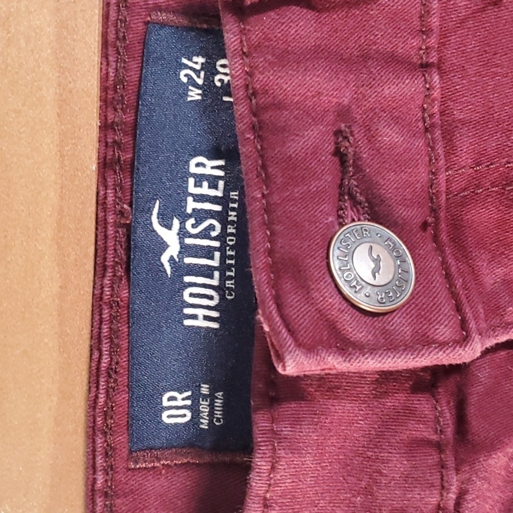 Hollister Burgundy Pants Womens Size 0 High-rise Super Skinny Classic Stretch - Picture 12 of 14
